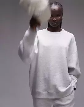 Толстовка Topshop премиум-класса с отделкой швов серого меланжевого цвета