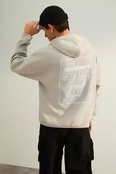 Толстовка Trendyol мужская с капюшоном с флисовой подкладкой, серый