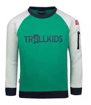 Толстовка Trollkids Sandefjord, цвет Pfeffergrn/Wolkengrau