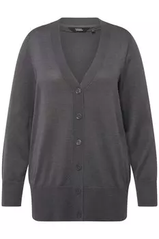 Толстовка Ulla Popken Strickjacke, цвет mittel grau melange