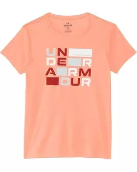 Толстовка Under Armour Kids Tech Block Logo Short Sleeve T-Shirt, цвет Flare Orange/Earthen Orange