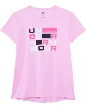 Толстовка Under Armour Kids Tech Block Logo Short Sleeve T-Shirt, цвет Stellar Pink/White