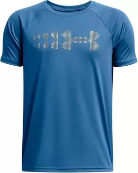 Толстовка Under Armour Kids Tech Stadium Lights Short Sleeve T-Shirt, цвет Photon Blue/Wild Orange