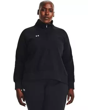 Толстовка Under Armour Plus Size Rival Fleece 1/2 Zip Sweatshirt, черный/белый