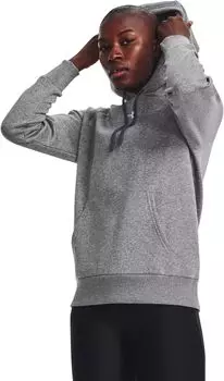 Толстовка Under Armour Rival Fleece Hoodie, цвет Castlerock Light Heather/White