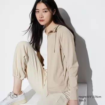 Толстовка Uniqlo Airism mesh на молнии с уф-защитой, бежевый