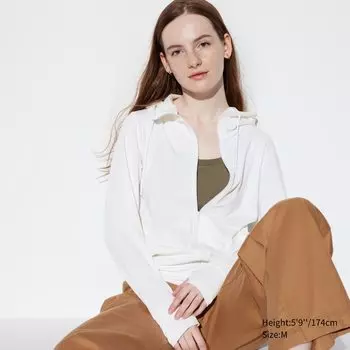Толстовка Uniqlo Airism с длинными рукавами и молнией, белый