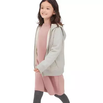 Толстовка Uniqlo Kids Pile Lined Zipped Hooded, светло-серый