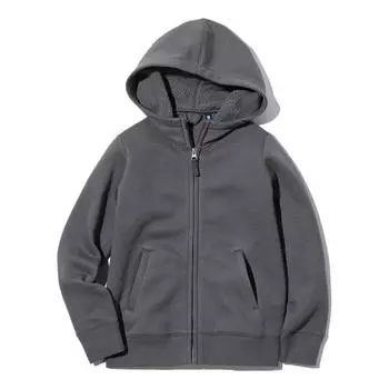 Толстовка Uniqlo Kids Pile Lined Zipped Hooded, темно-серый