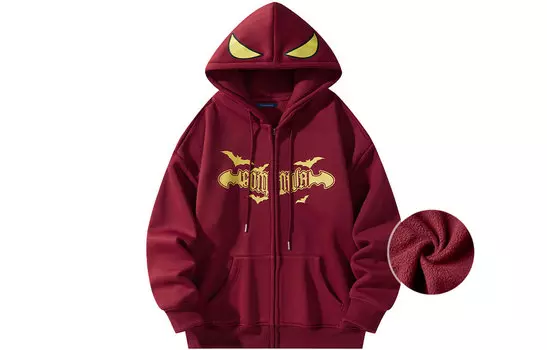 Толстовка унисекс COMOWA, Белый/красный [утолщенный, на флисовой подкладке]