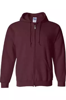 Толстовка унисекс для взрослых Gildan Heavy Blend с капюшоном и застежкой-молнией, бордовый