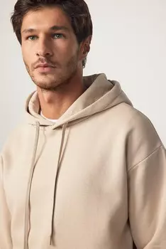 Толстовка унисекс из хлопка с капюшоном оверсайз базового цвета камня TUDORS