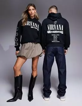 Толстовка унисекс оверсайз с лицензией с принтом Nirvana Nevermind черного цвета ASOS DESIGN