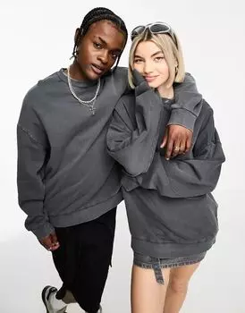 Толстовка унисекс Reclaimed Vintage антрацитового цвета, объемного кроя