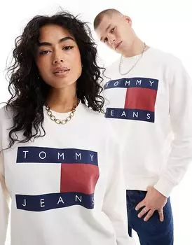Толстовка унисекс с большим флагом в цвете «кремовый» Tommy Jeans