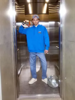 Толстовка унисекс с длинным рукавом и принтом ностальгической обезьяны LCW Casual, синий