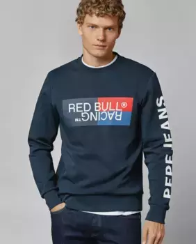 Толстовка унисекс с круглым вырезом и принтом логотипа Pepe Jeans, темно-синий