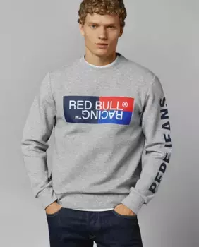Толстовка унисекс с круглым вырезом и принтом логотипа Pepe Jeans, серый