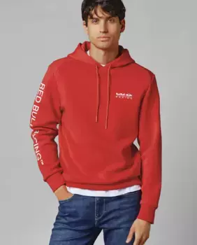 Толстовка унисекс с регулируемым капюшоном и принтом на спине Pepe Jeans, красный