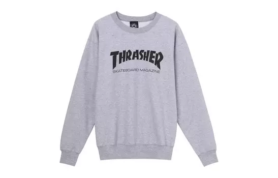 Свитшот унисекс Thrasher с логотипом бренда, серый