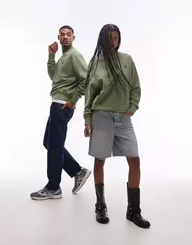 Толстовка унисекс Tommy Jeans с эмблемой в выцветшем зеленом цвете