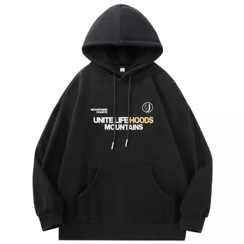 Толстовка унисекс Unite Life HOODS, Черный (утолщенный, на флисовой подкладке)