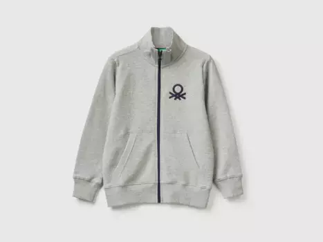 Толстовка United Colors of Benetton с вышивкой логотипа на груди, серый