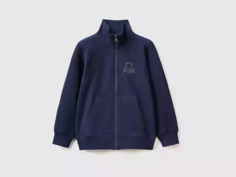 Толстовка United Colors of Benetton с вышивкой логотипа на груди, цвет морской волны