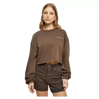Толстовка Urban Classics Cropped Small Embroidery Terry, коричневый