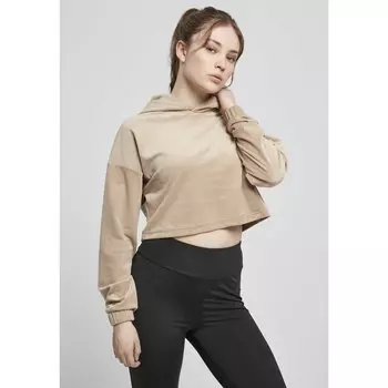 Толстовка Urban Classics Cropped Velvet Oversized Hooded, бежевый