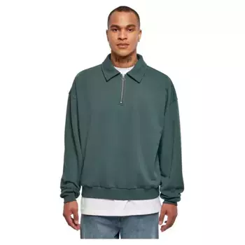 Толстовка Urban Classics Shirt Collar half zip, зеленый