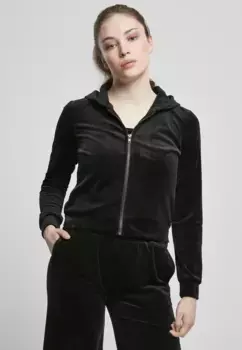 Толстовка URBAN CLASSICS " Urban Classics Ladies Short Velvet Zip Hoody", черный