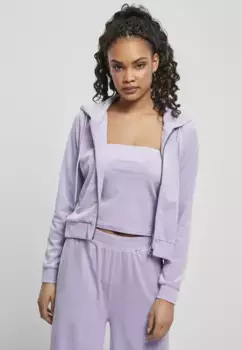 Толстовка URBAN CLASSICS " Urban Classics Ladies Short Velvet Zip Hoody", цвет Lavender