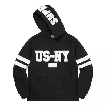 Толстовка us-ny hooded sweatshirt 'black white' Supreme, черный