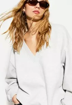 Толстовка V-NECK Bershka, темно-серый