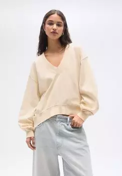 Толстовка V-NECKLINE PULL&BEAR, цвет beige