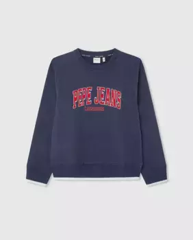 Толстовка Varsity с логотипом на груди для мальчиков Pepe Jeans, темно-синий