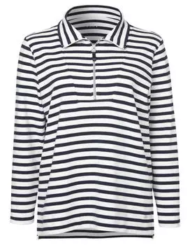 Толстовка VIA APPIA DUE Shirt Zeitloses mit gestreiftem Allover Muster, цвет ecru/marine