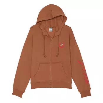 Толстовка Victoria's Secret Pink Everyday Fleece Relaxed Full-zip, коричневый