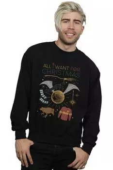 Толстовка «Все, что я хочу на Рождество» Harry Potter, черный