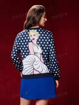 Толстовка в горошек Marilyn Monroe X Shein с изображением, синий