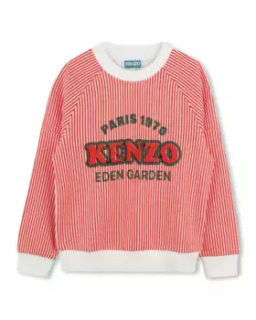 Толстовка в полосатую полоску для мальчика с логотипом спереди Kenzo Kids, красный