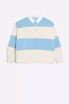 Толстовка в полоску для девочек в стиле регби River Island, синий