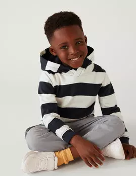 Толстовка в полоску из чистого хлопка (2–8 лет) Marks & Spencer, мульти