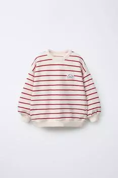 Толстовка в полоску с этикеткой ZARA, цвет White/Red