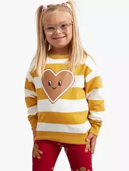 Толстовка в полоску с детским сердечком Lindex, цвет Dusty Yellow