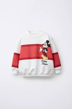 Толстовка в полоску с микки маусом disney ZARA, цвет White/Red