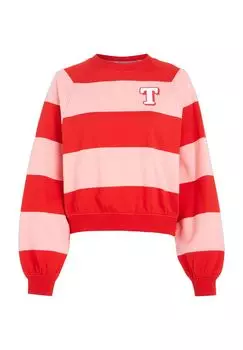 Толстовка, в полоску, с ребристыми манжетами, женская TOMMY Jeans, цвет Tic Tickled Pink