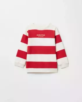 Толстовка в полоску с вышивкой Sfera, красный