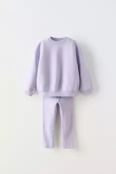 Толстовка в рубчик и леггинсы co ord ZARA, цвет pastel mauve